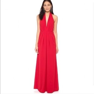 Jill Stuart | red halter charmeuse gown | 0